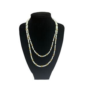 Milky Quartz and Gold Filled Beaded Necklaces - Set of 2